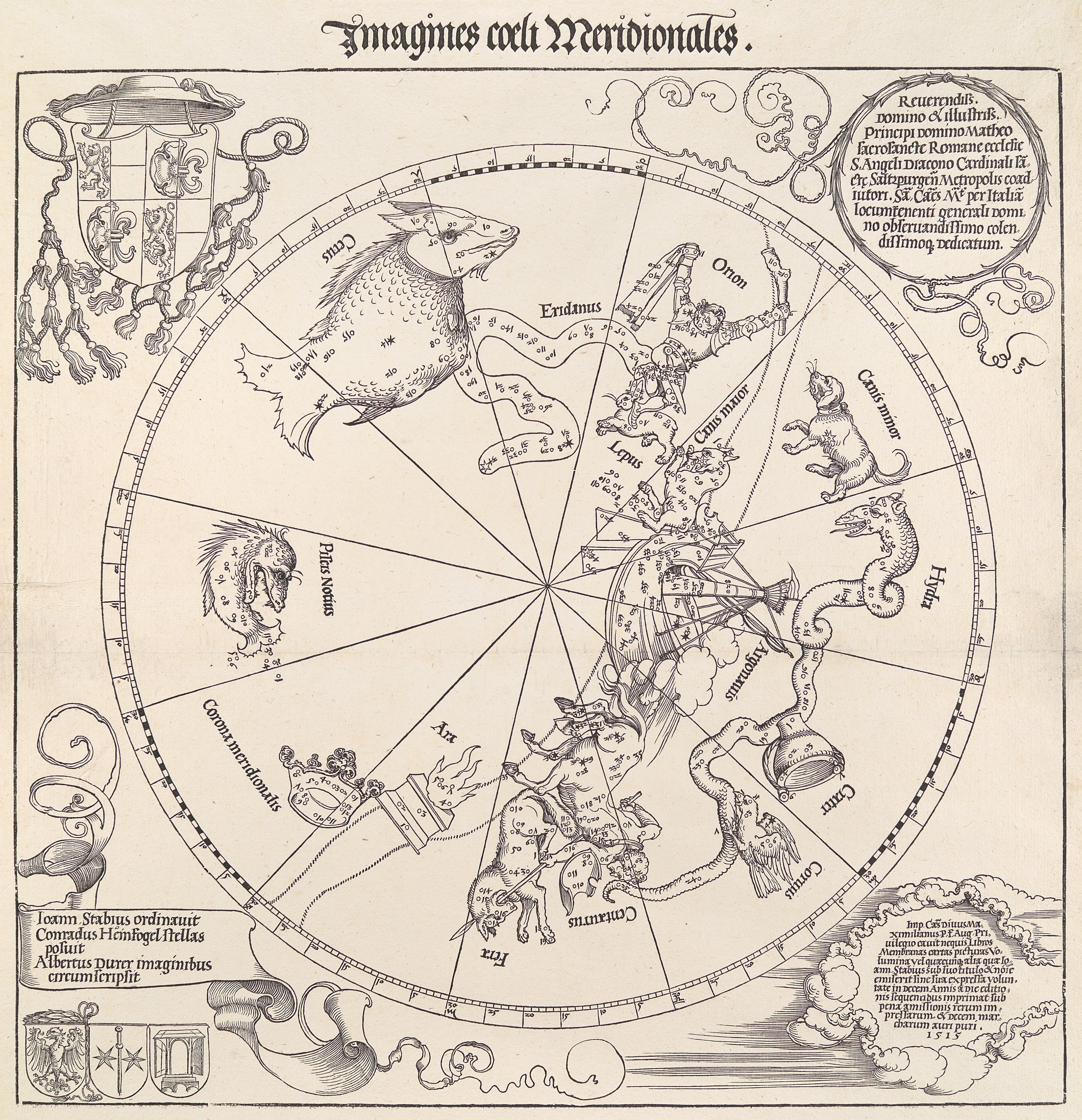 Astrological diagram with zodiac signs and celestial symbols from a historical text.